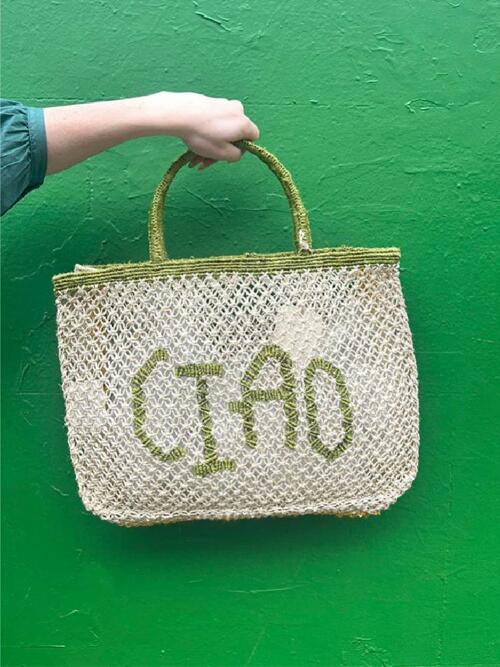 `Ciao Lemon` Large Bag - Fern, natural and yellow