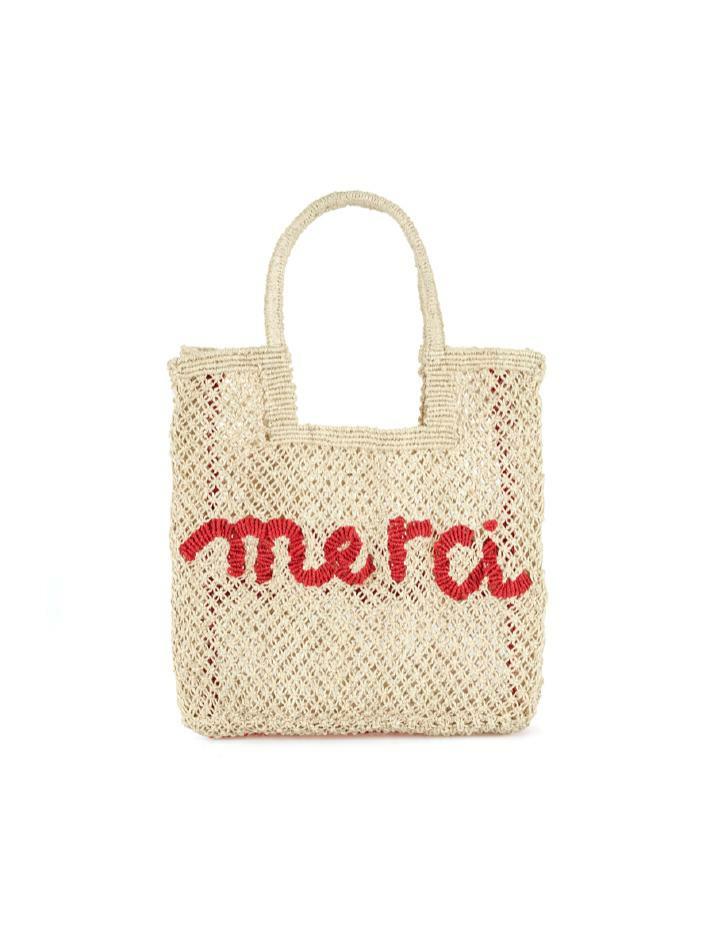 `Merci` Stella Small Bag - Natural and scarlet