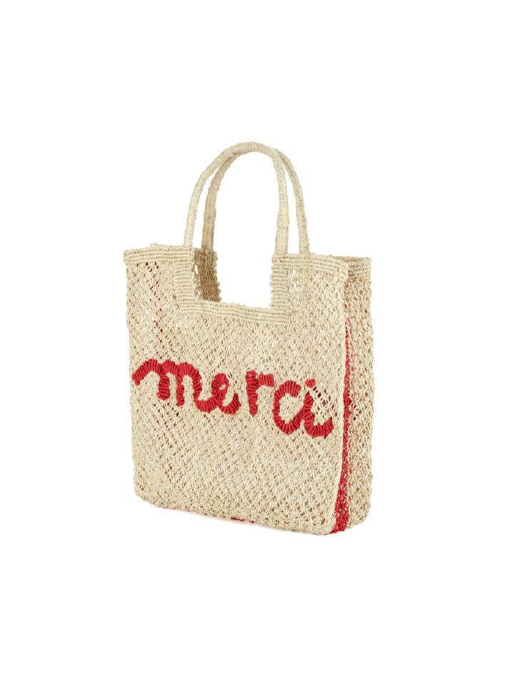 `Merci` Stella Small Bag - Natural and scarlet