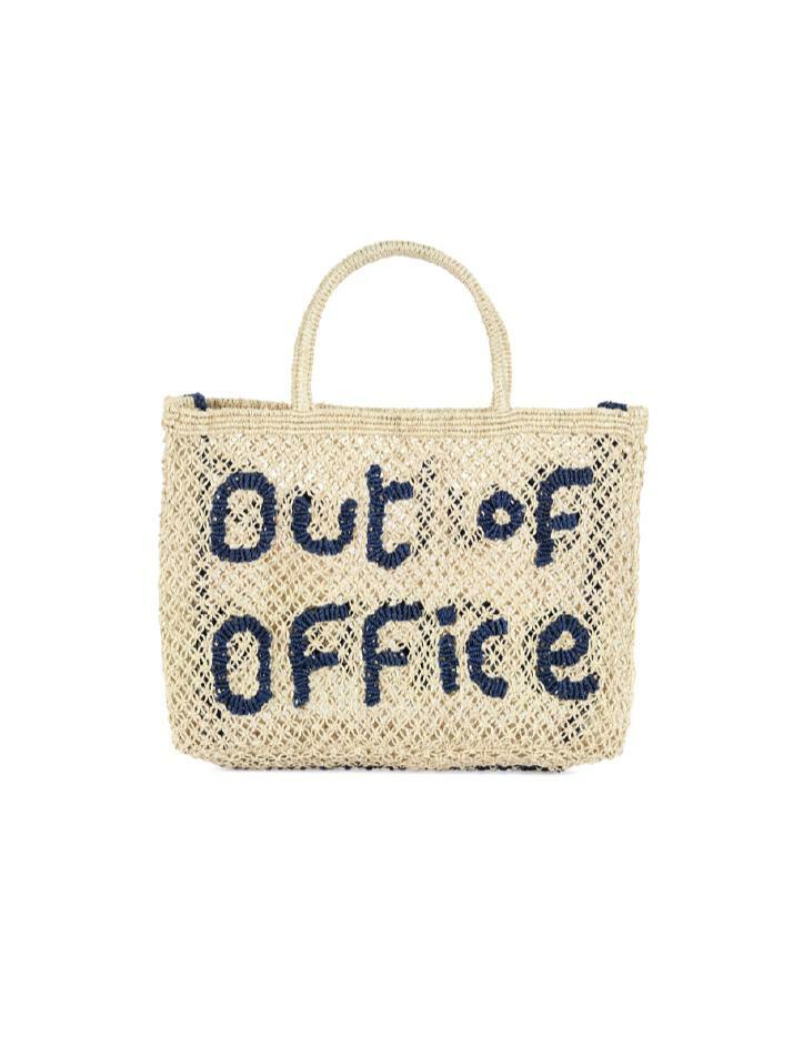 `Out Of Office` Small Bag - Natural and navy