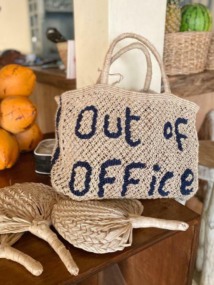 `Out Of Office` Small Bag - Natural and navy