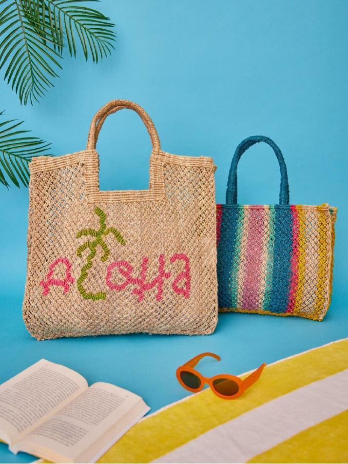 `Aloha` Stella Large Bag - Natural, pink and apple