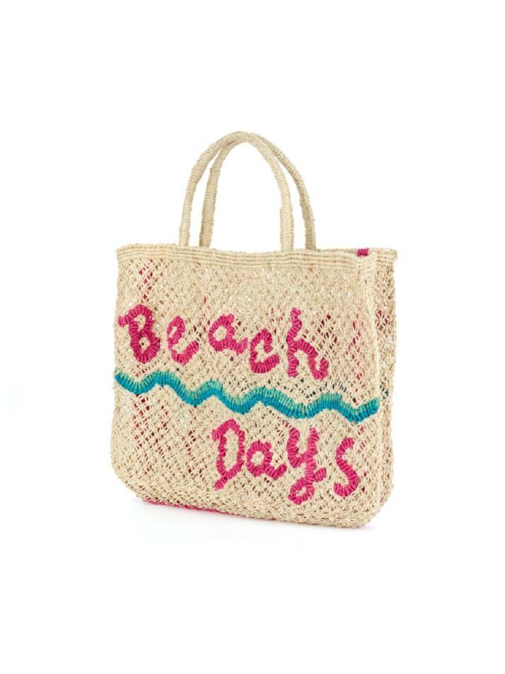 `Beach Days` Small Bag - Natural and pink