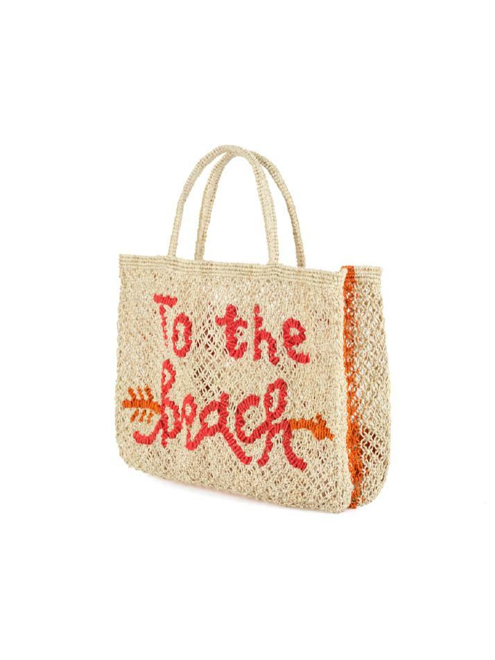 `To The Beach` Small Bag - Natural, scarlet and tango