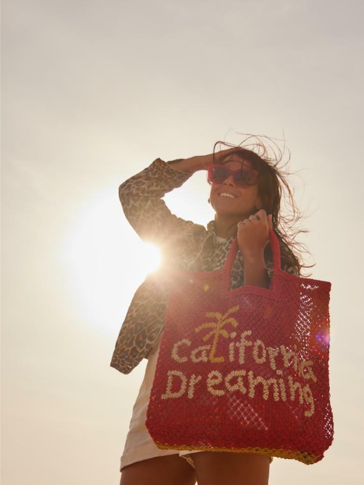 `California Dreaming` Stella Large Bag - Scarlet, natural and yellow