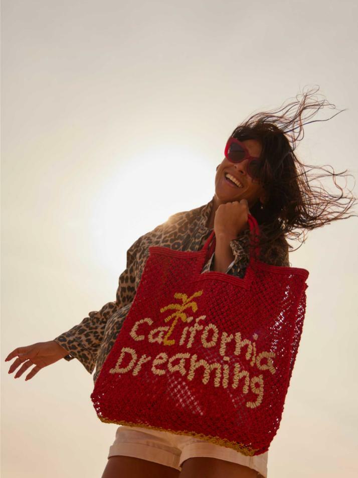 `California Dreaming` Stella Large Bag - Scarlet, natural and yellow