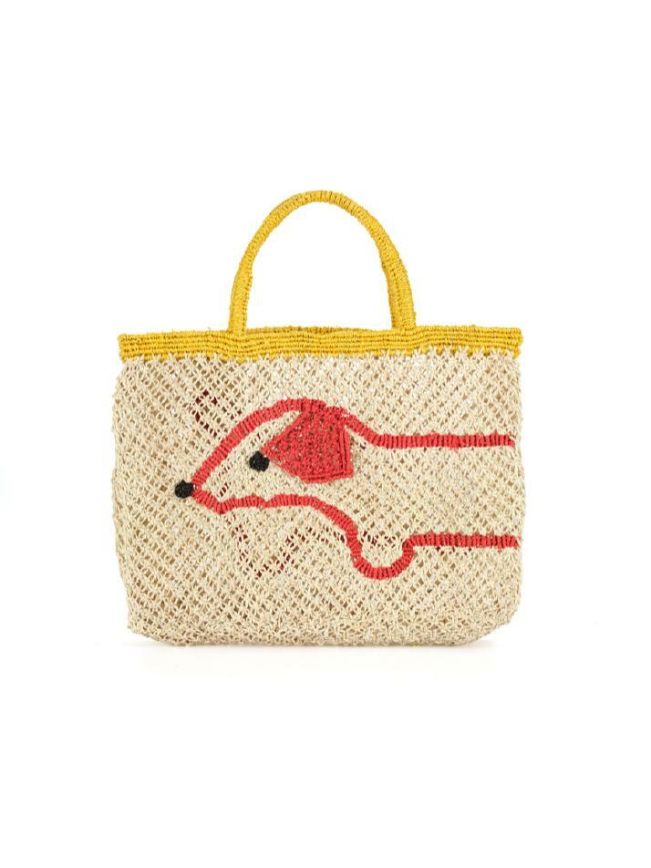 `Sausage Dog` Small Bag - Natural, yellow and scarlet