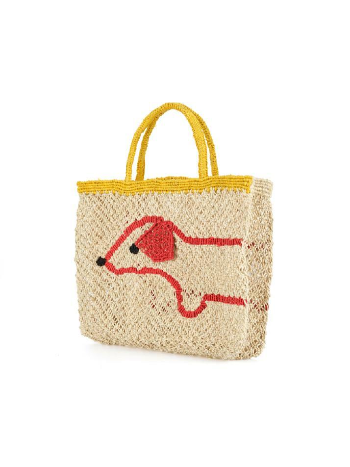 `Sausage Dog` Small Bag - Natural, yellow and scarlet