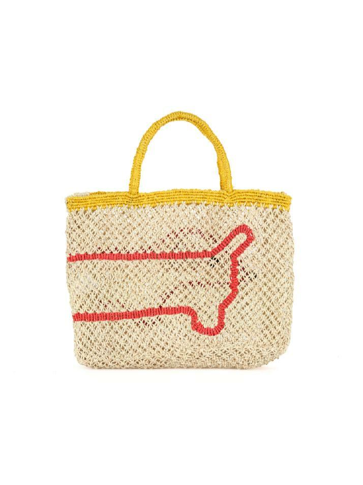 `Sausage Dog` Small Bag - Natural, yellow and scarlet