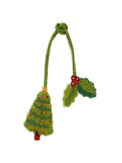 Beaded Bag Charms - Christmas Tree and Holly