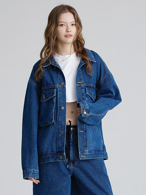 BIG CARGO LOOSEFIT DENIM JACKET DEEPBLUE