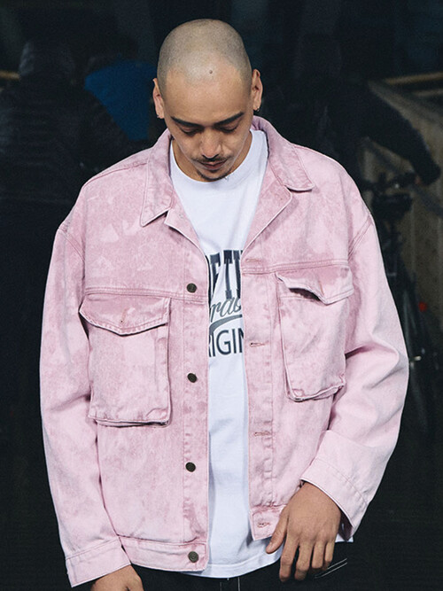 BIG CARGO LOOSEFIT DENIM JACKET PIGMENT PINK