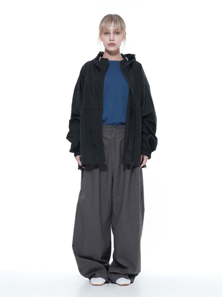 Linen Two-tuck Wide Pants - Gray