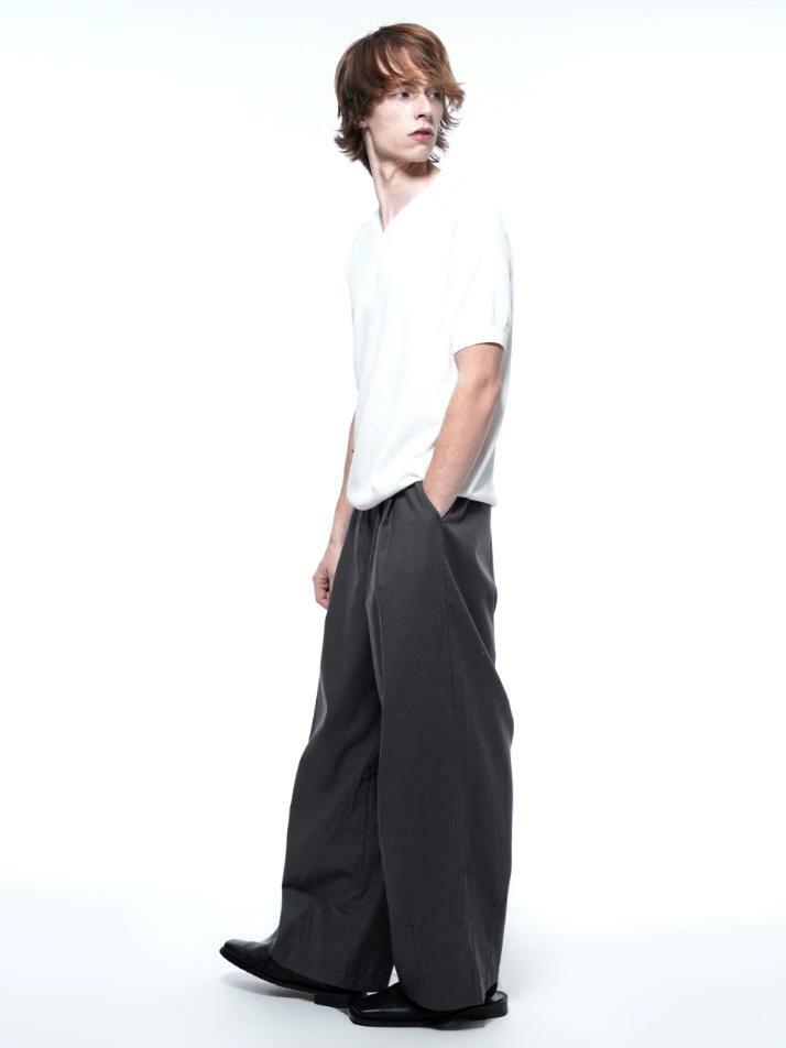 Linen Two-tuck Wide Pants - Gray