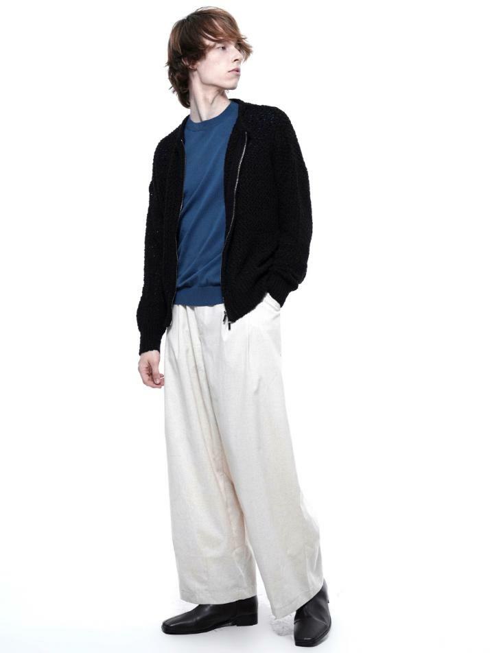 Linen Two-tuck Wide Pants - Oatmeal