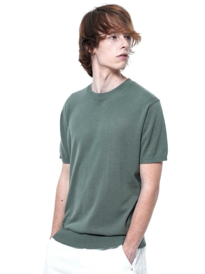 Linen Basic Round Half Knit - Green