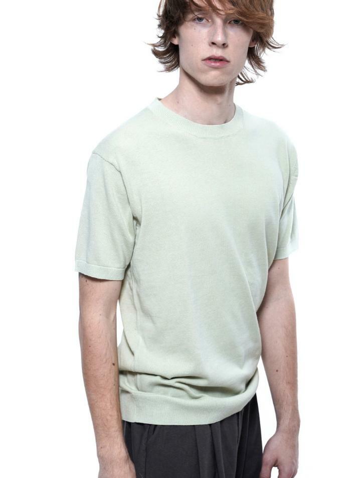 Linen Basic Round Half Knit - Mint