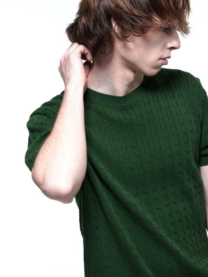 Linen Cable Round Half Knit - Green