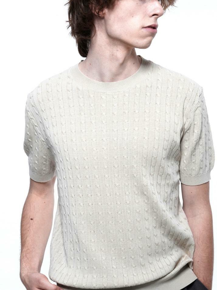 Linen Cable Round Half Knit - Beige