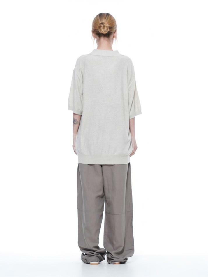 Bukle Open Collar Half Knit - Light Gray