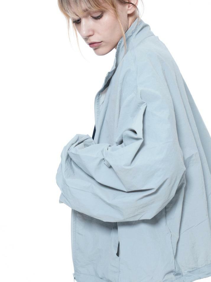 Searsucker Crop Windbreaker Jumper - Sky