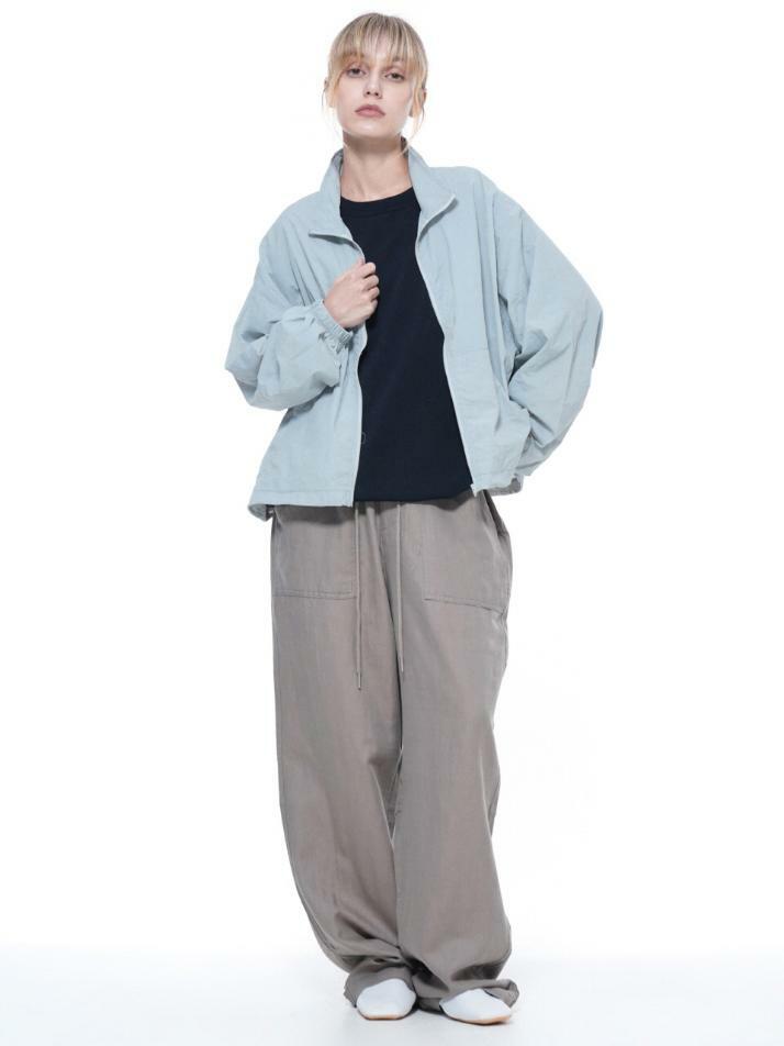 Searsucker Crop Windbreaker Jumper - Sky