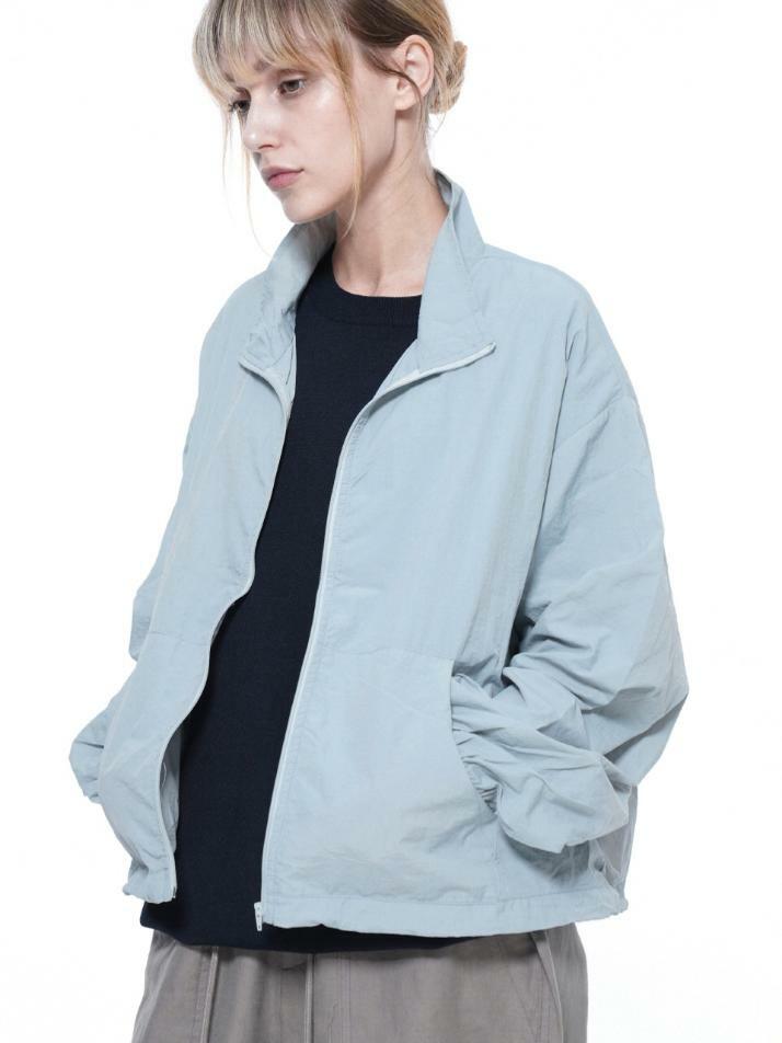 Searsucker Crop Windbreaker Jumper - Sky