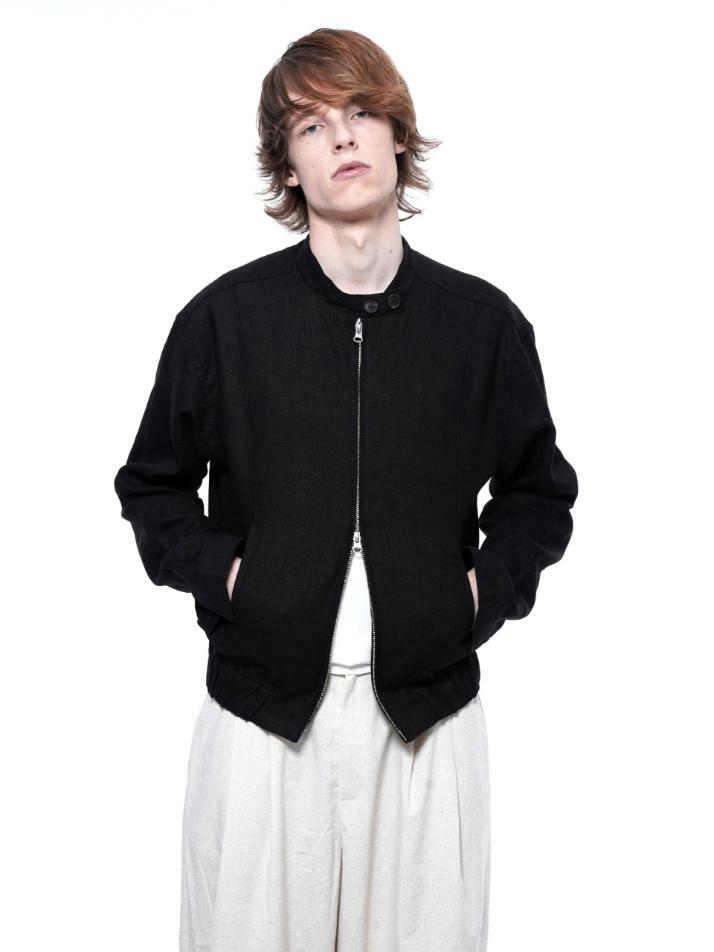 Herrington Linen Biker Varsity Jacket - Black