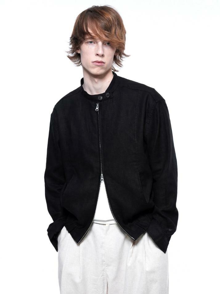 Herrington Linen Biker Varsity Jacket - Black