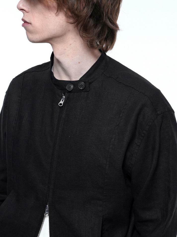 Herrington Linen Biker Varsity Jacket - Black