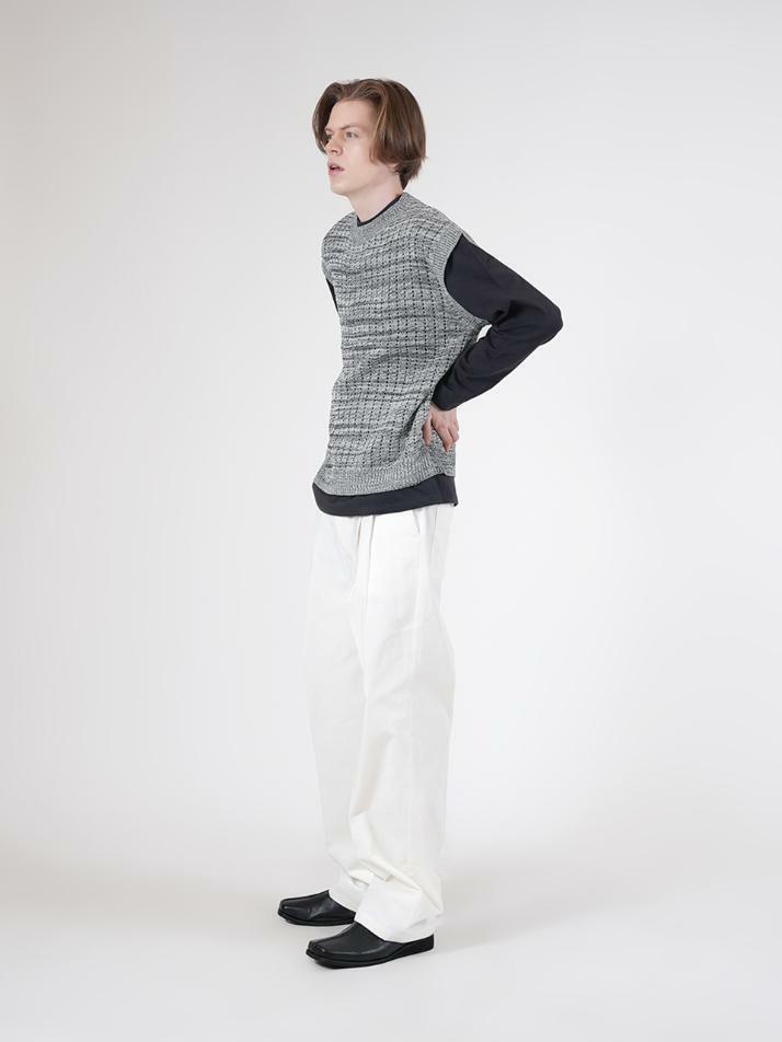 Two-Tuck Banding Cotton Pants (White)