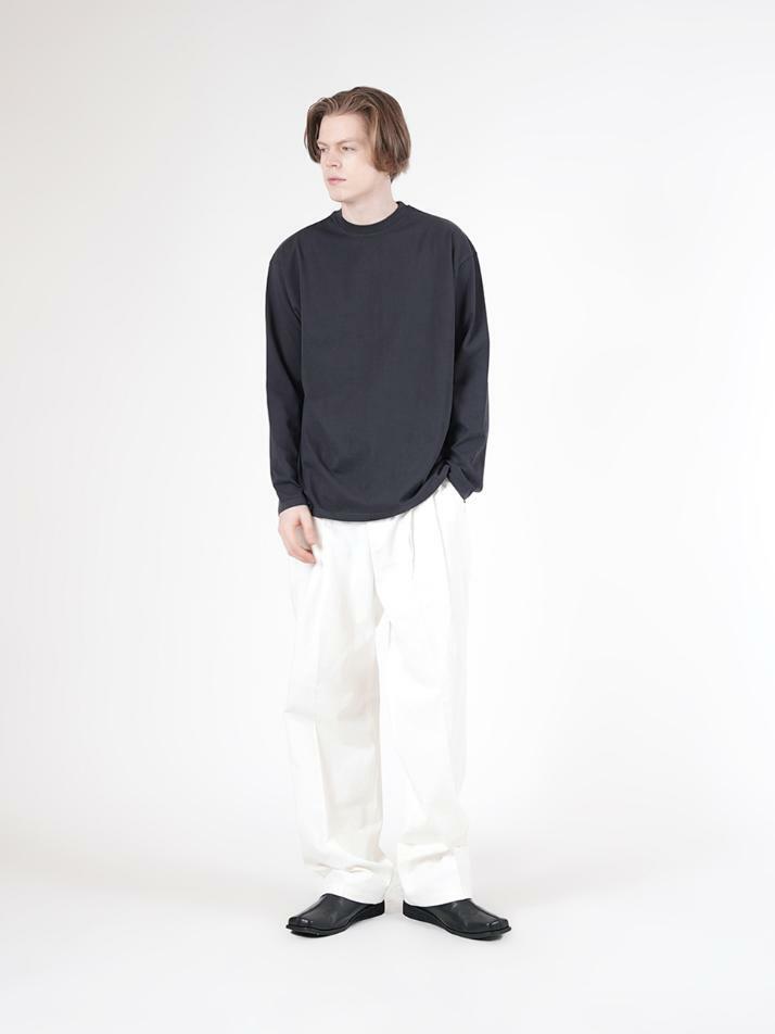 Two-Tuck Banding Cotton Pants (White)