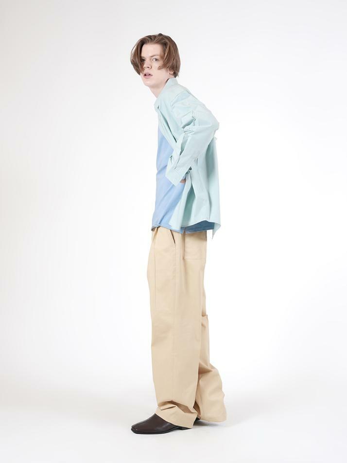 Two-Tuck Banding Cotton Pants (Beige)