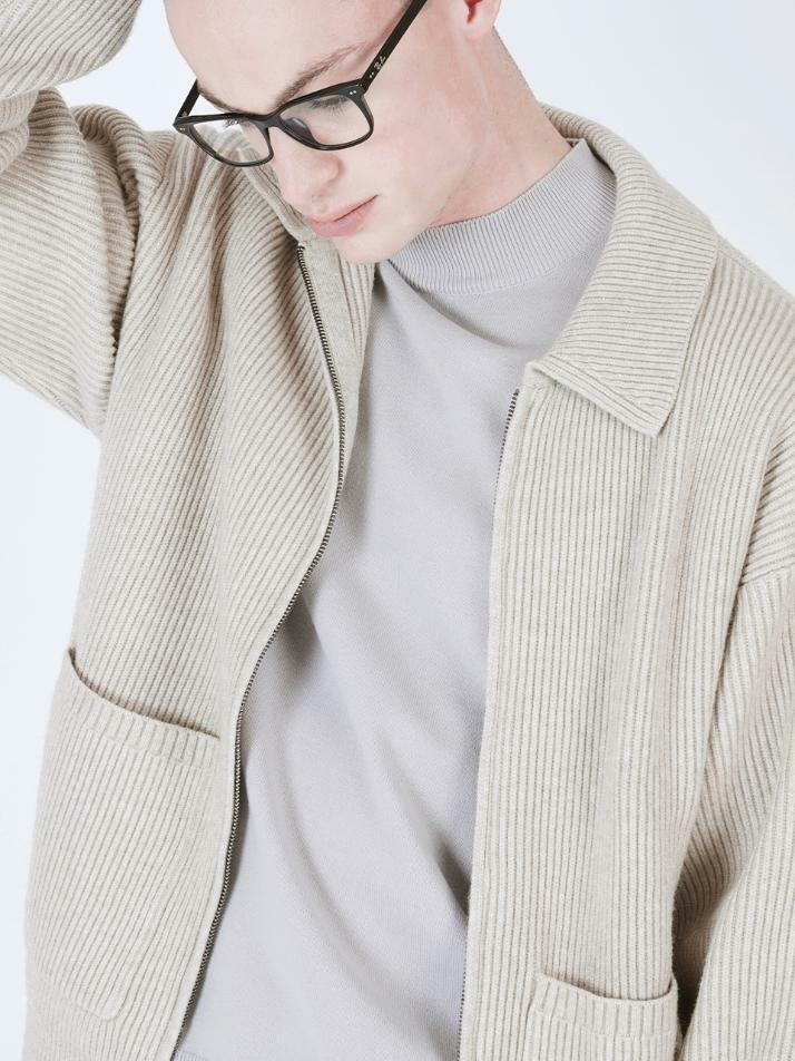 Heavy Knit Two-way Zip up (Beige)