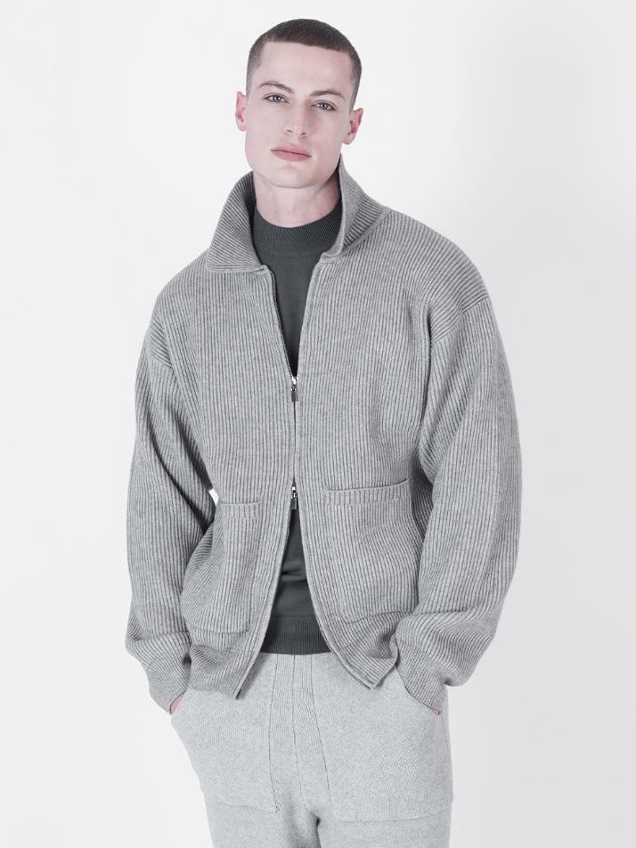 Heavy Knit Two-way Zip up (Gray)