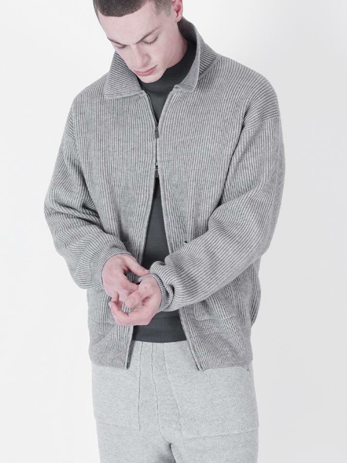 Heavy Knit Two-way Zip up (Gray)