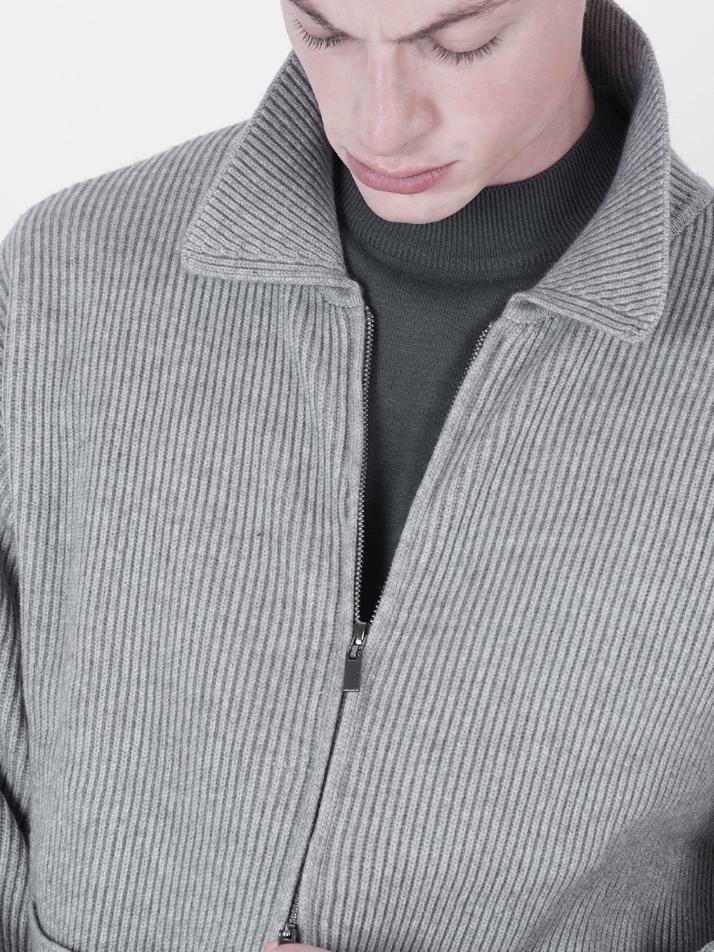 Heavy Knit Two-way Zip up (Gray)