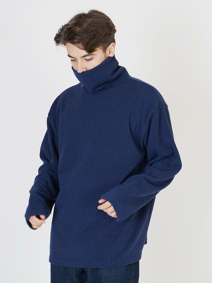 Wide Pola Neck Knit (Blue)