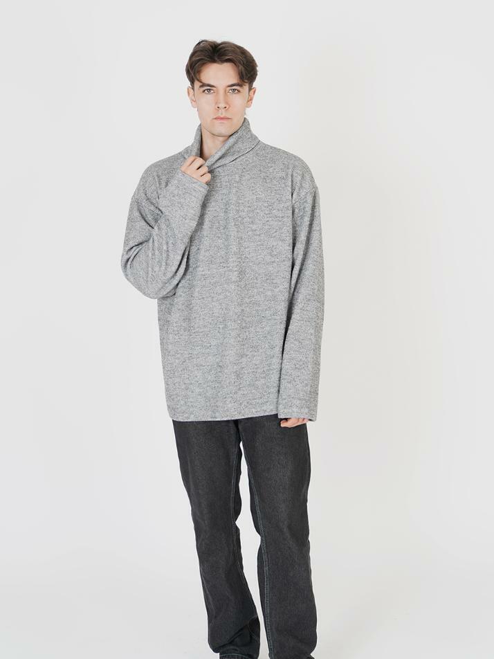 Wide Pola Neck Knit (Gray)