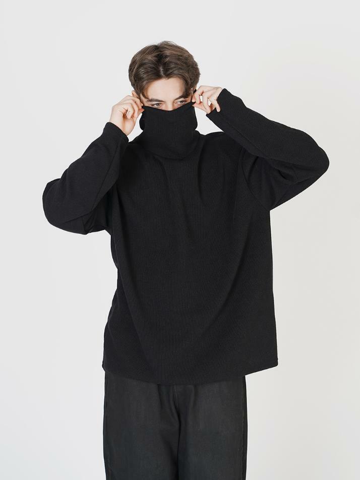 Wide Pola Neck Knit (Black)