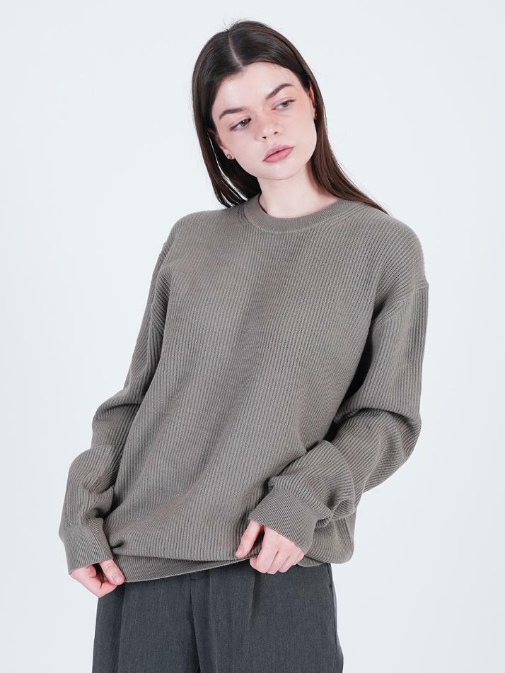 Soft Hazzy Wool Round Knit (Khaki)