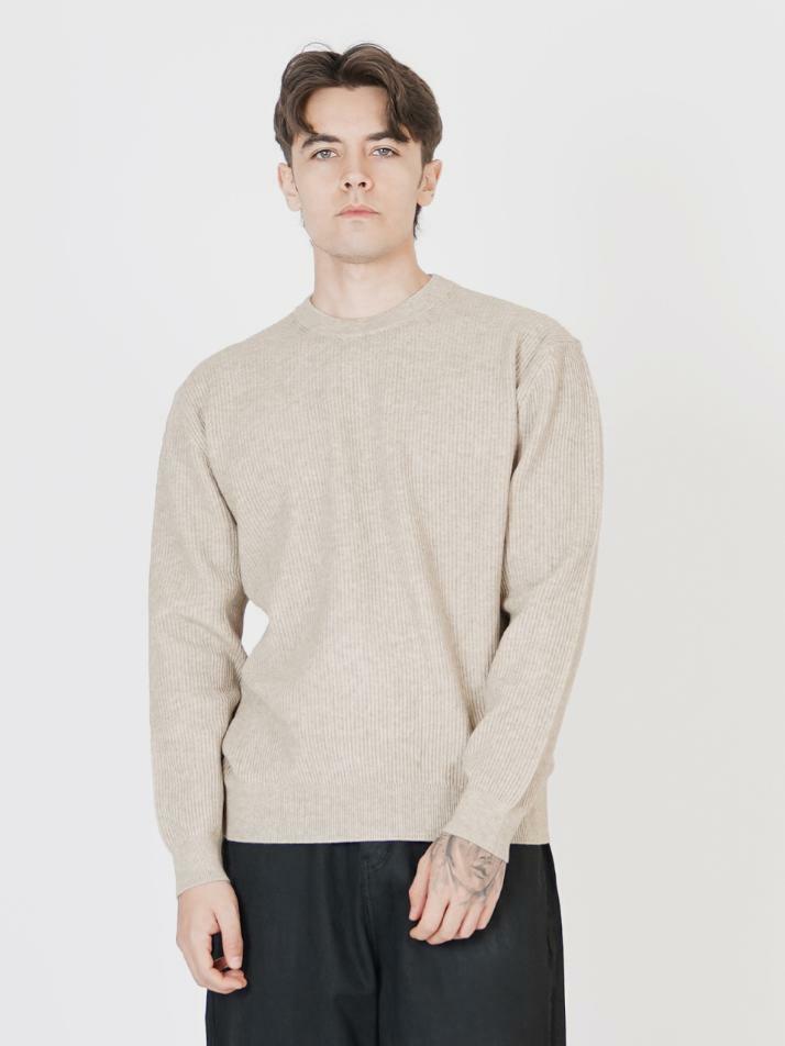 Soft Hazzy Wool Round Knit (Beige)