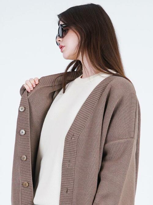 Hazzy Over fit Y-neck Cardigan (Brown)