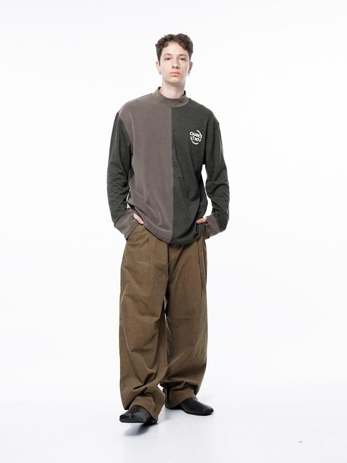 Corduroy One-tuck Wide Pants - Brown /M243PT01BR