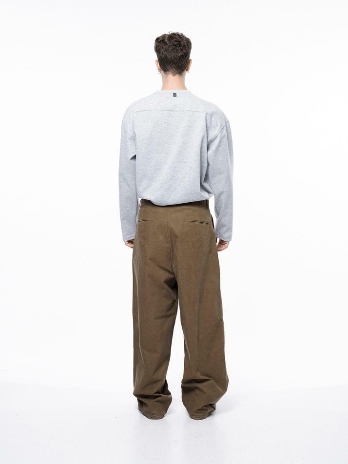 Corduroy One-tuck Wide Pants - Brown /M243PT01BR