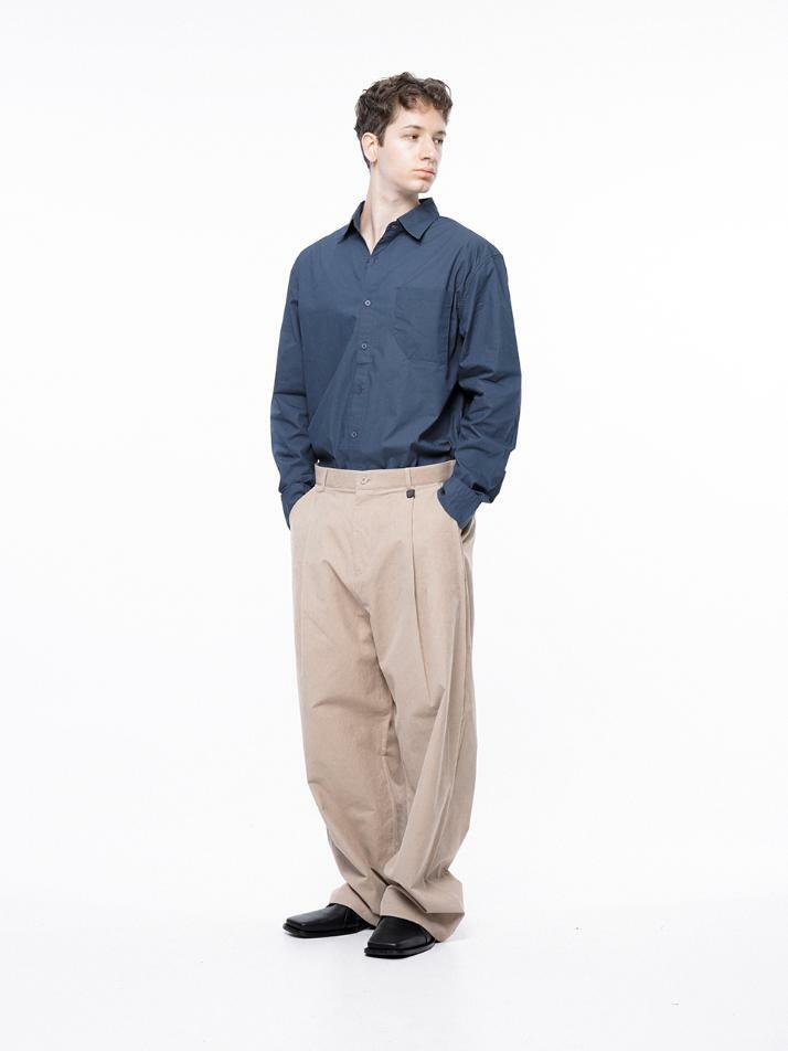 Corduroy One-tuck Wide Pants - Beige /M243PT01BE