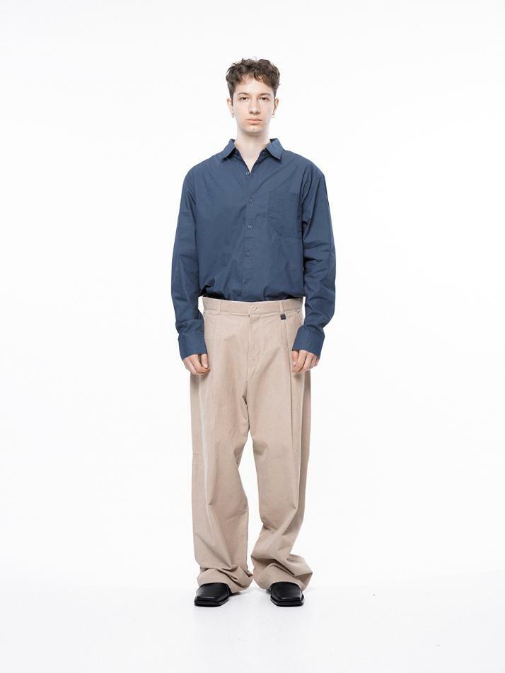 Corduroy One-tuck Wide Pants - Beige /M243PT01BE