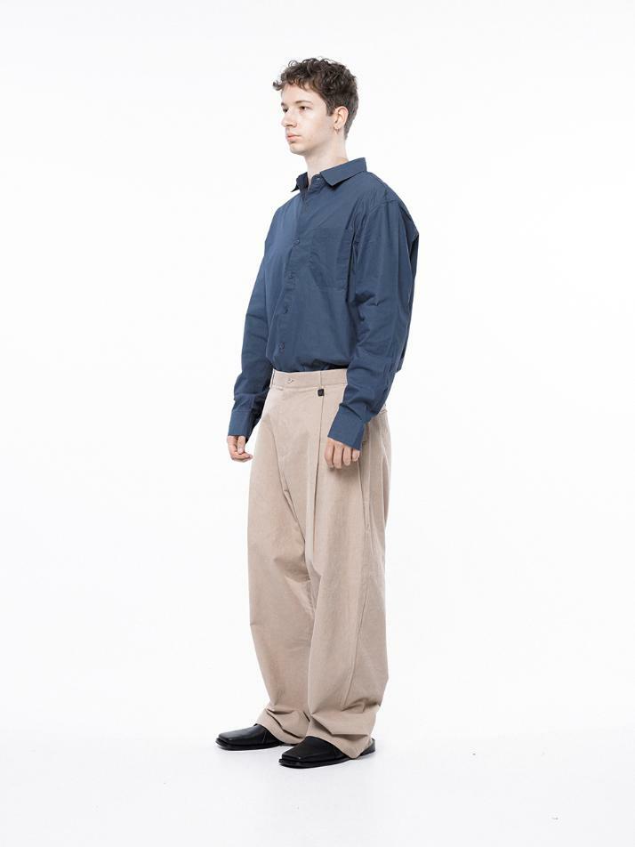 Corduroy One-tuck Wide Pants - Beige /M243PT01BE