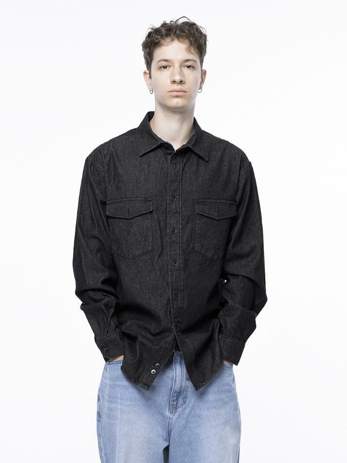 Western Pocket Denim Shirt - Black Indigo /W243SH03BKM