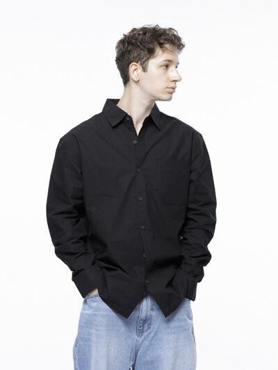 Standard Polygon Pocket Shirt - Black /M243SH01BK